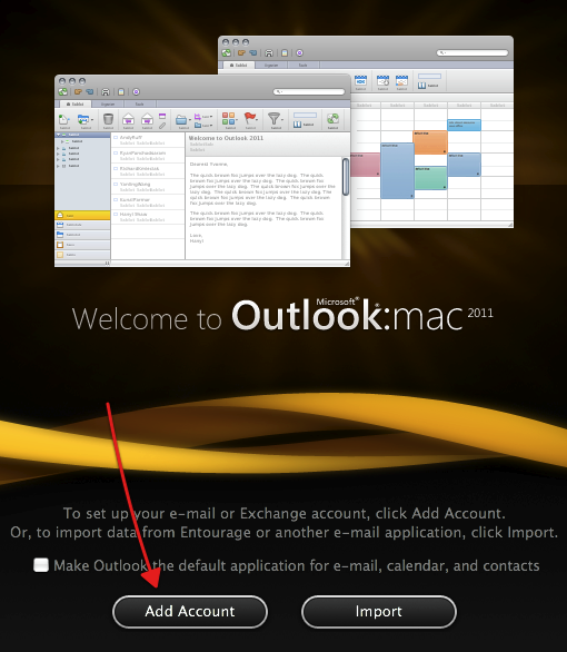 what information do i need to set up microsoft outlook for mac 2011